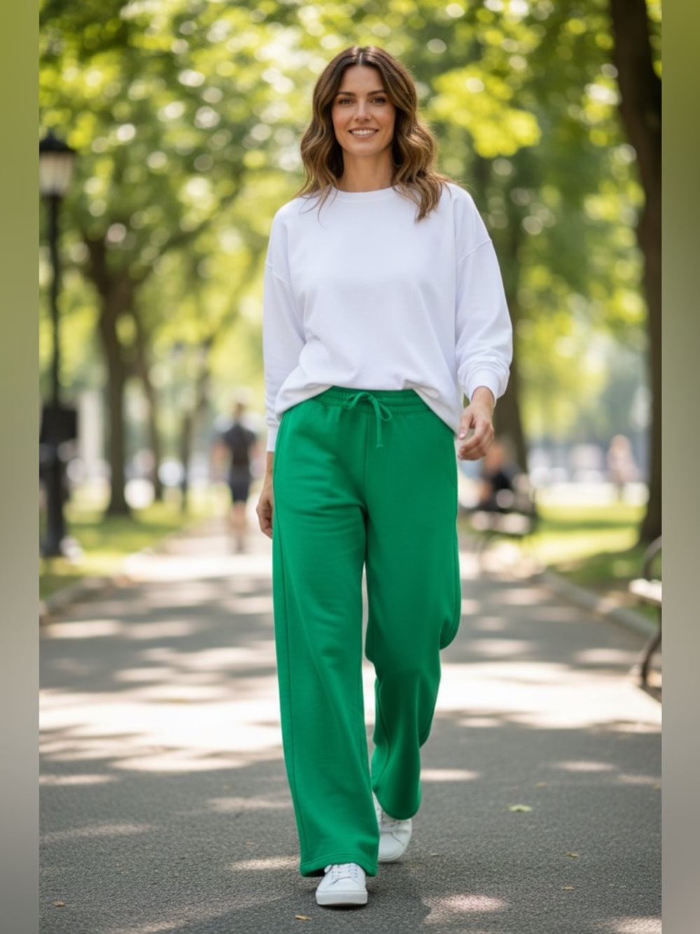 ASOS Design Bright Green Wide-Leg Cotton Sweatpants Size US 6